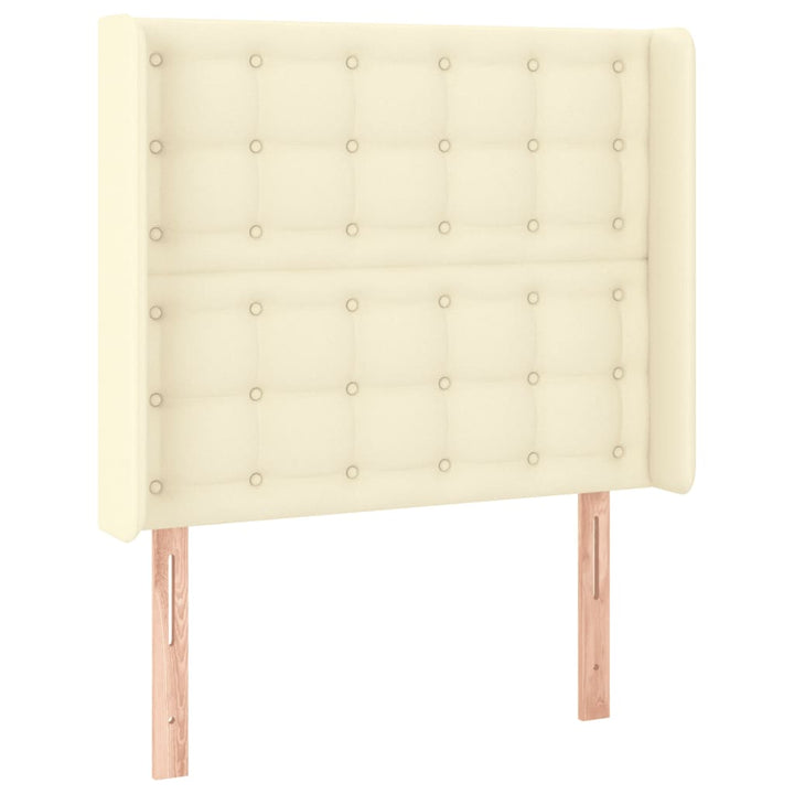 sengegavl med LED-lys 93x16x118/128 cm kunstlæder cremefarvet