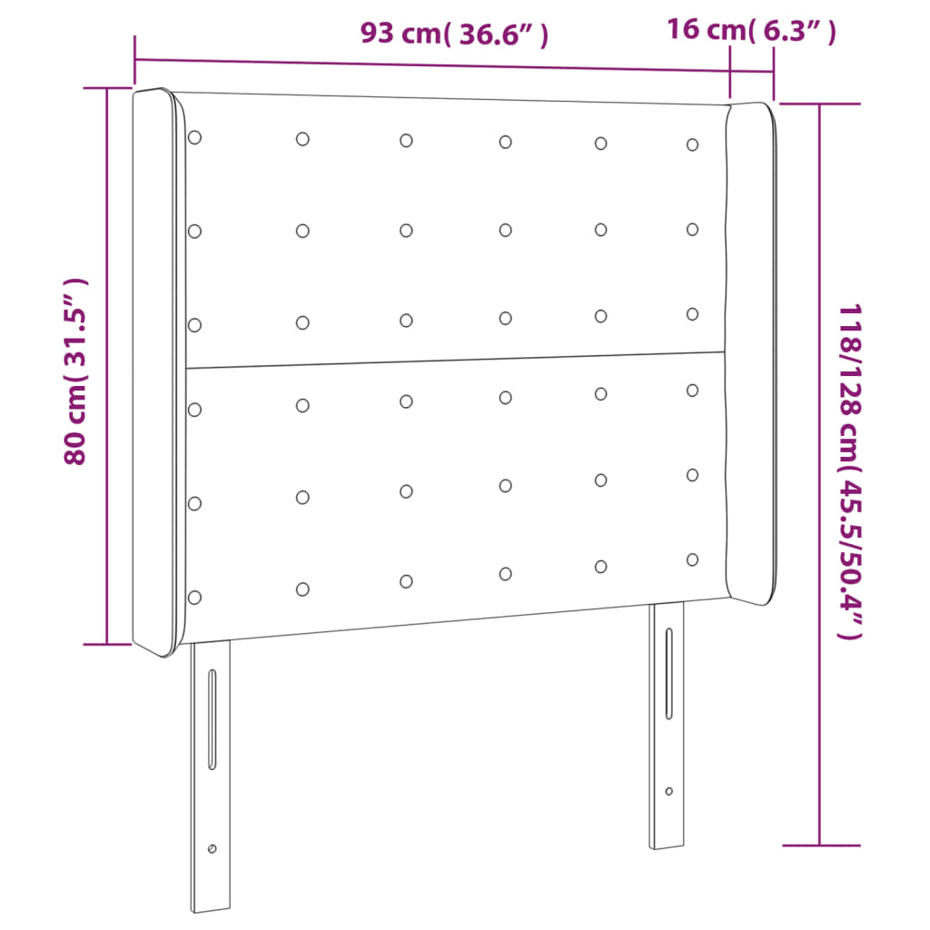 sengegavl med LED-lys 93x16x118/128 cm kunstlæder cappuccino