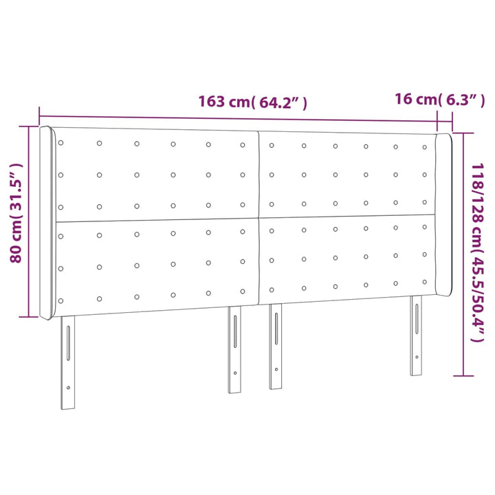 sengegavl med LED-lys 163x16x118/128 cm kunstlæder cremefarvet