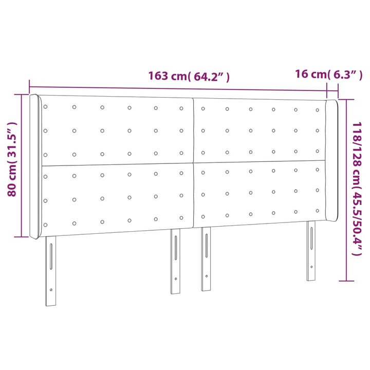 sengegavl med LED-lys 163x16x118/128 cm kunstlæder grå
