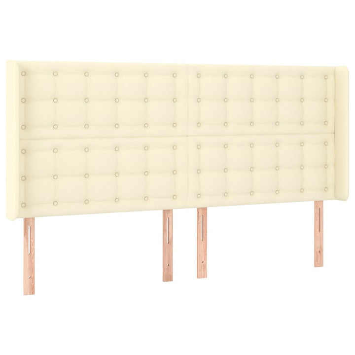 sengegavl med LED-lys 183x16x118/128 cm kunstlæder cremefarvet