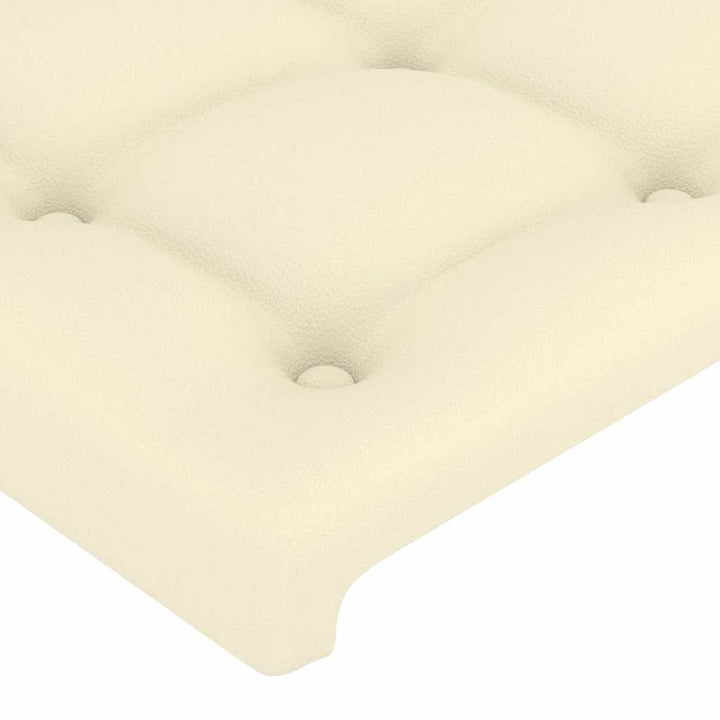 sengegavl med LED-lys 183x16x118/128 cm kunstlæder cremefarvet