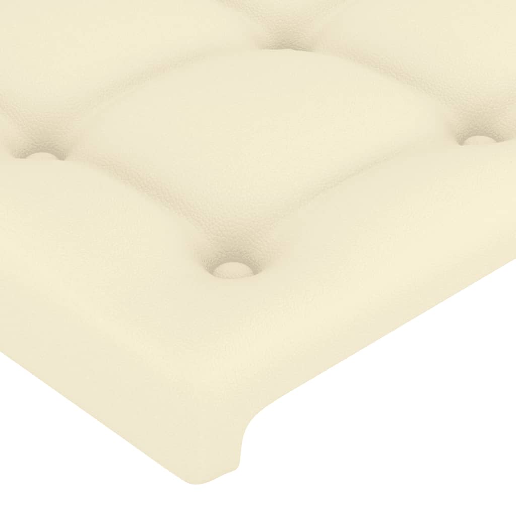 sengegavl med LED-lys 183x16x118/128 cm kunstlæder cremefarvet