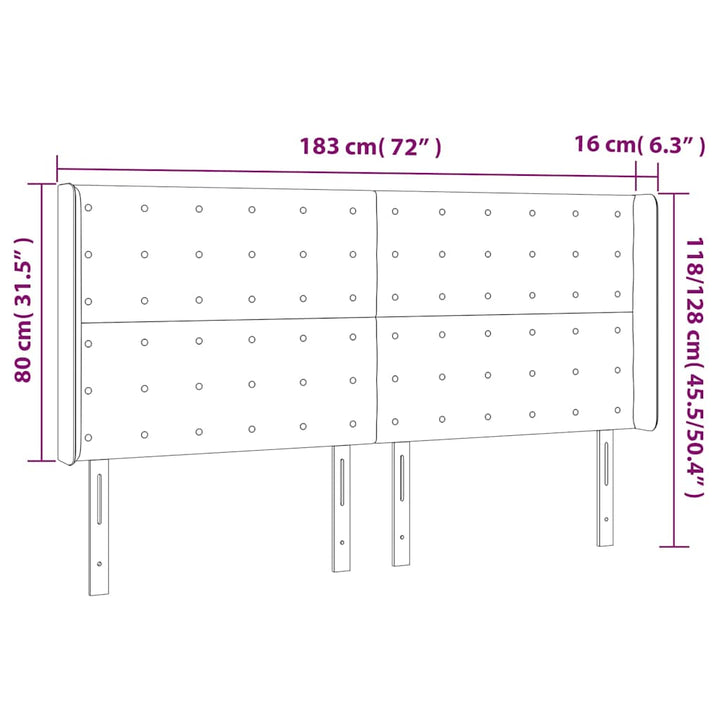 sengegavl med LED-lys 183x16x118/128 cm kunstlæder cremefarvet