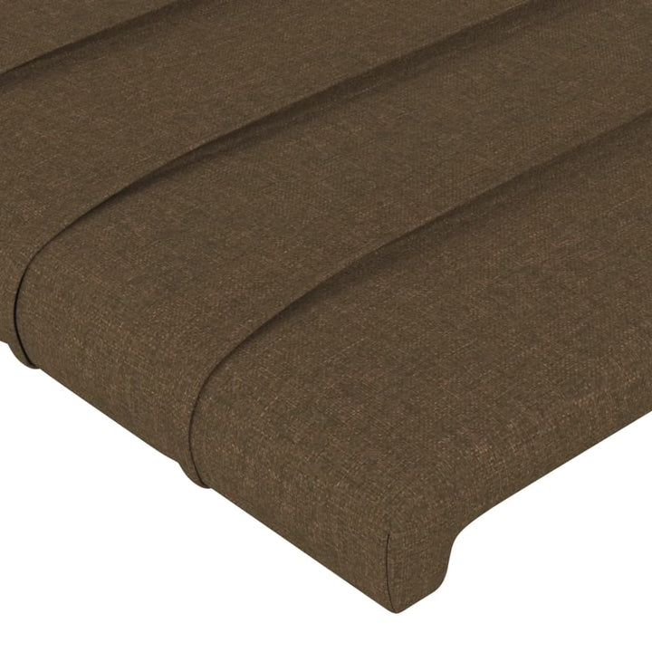 sengegavl med LED-lys 83x16x118/128 cm stof mørkebrun