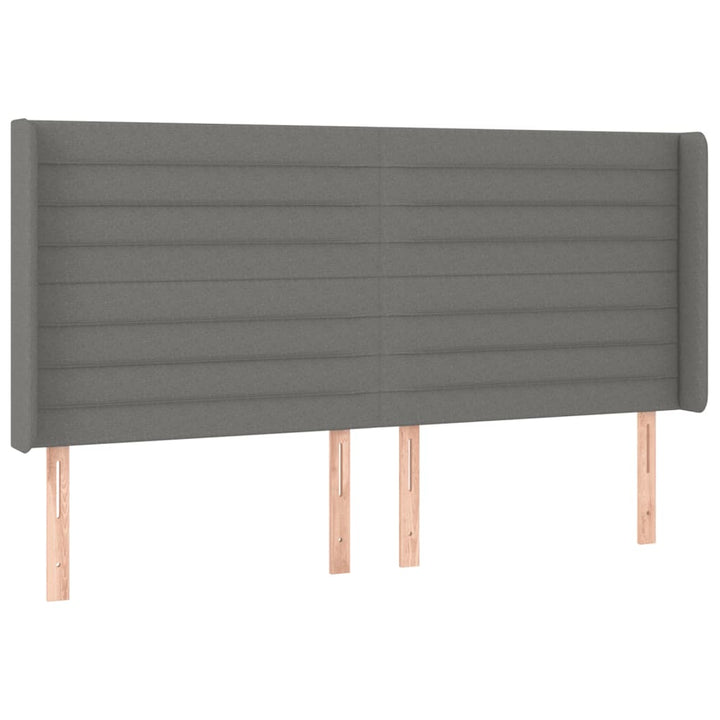 sengegavl med LED-lys 183x16x118/128 cm stof mørkegrå