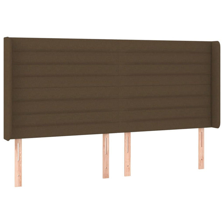 sengegavl med LED-lys 203x16x118/128 cm stof mørkebrun