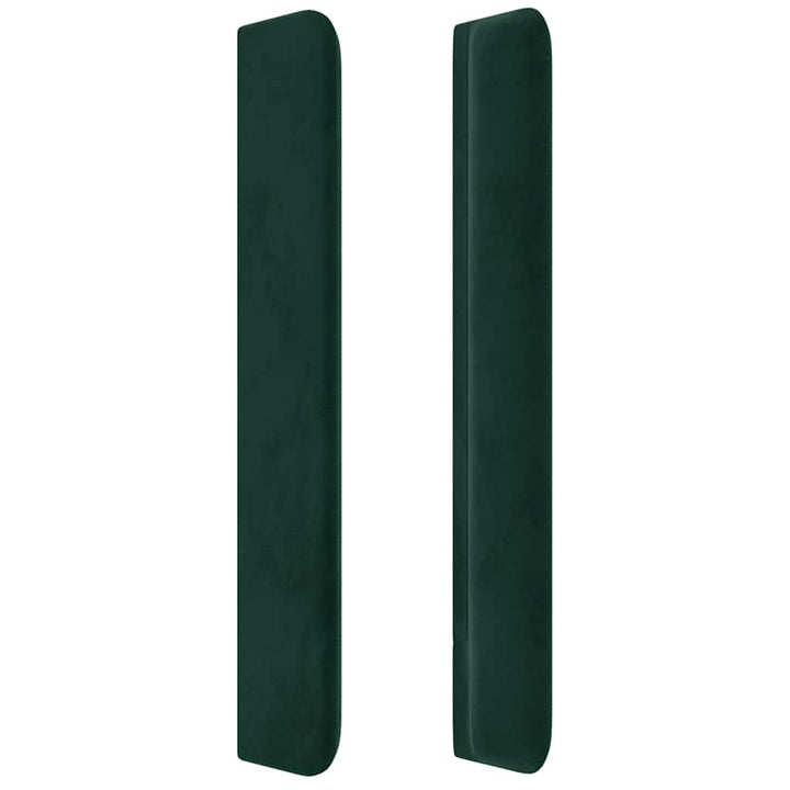 sengegavl med LED-lys 183x16x118/128 cm fløjl mørkegrøn