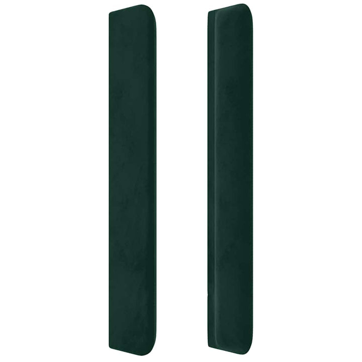 sengegavl med LED-lys 203x16x118/128 cm fløjl mørkegrøn