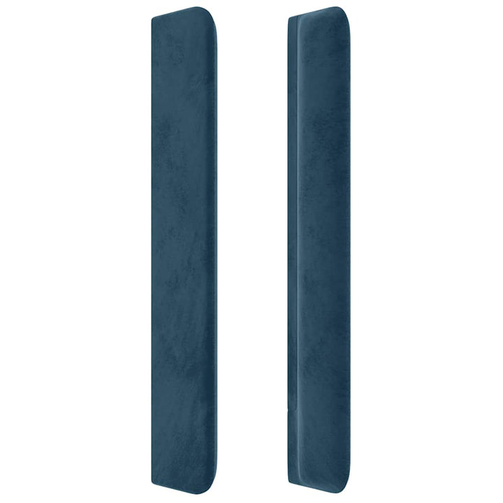sengegavl med LED-lys 203x16x118/128 cm fløjl mørkeblå
