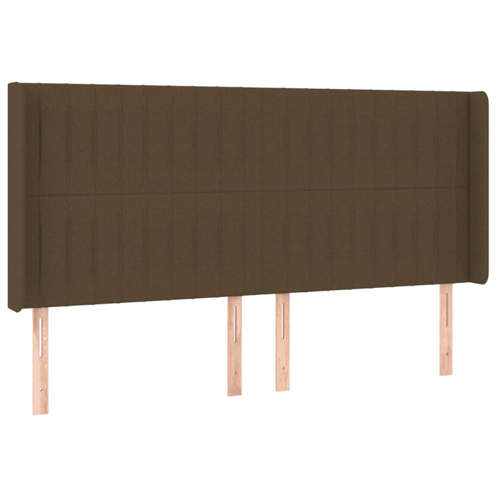 sengegavl med LED-lys 163x16x118/128 cm stof mørkebrun