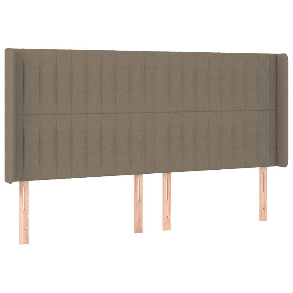 sengegavl med LED-lys 183x16x118/128 cm stof gråbrun