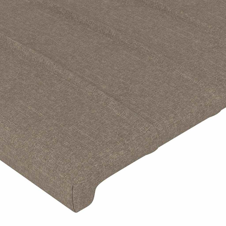 sengegavl med LED-lys 183x16x118/128 cm stof gråbrun