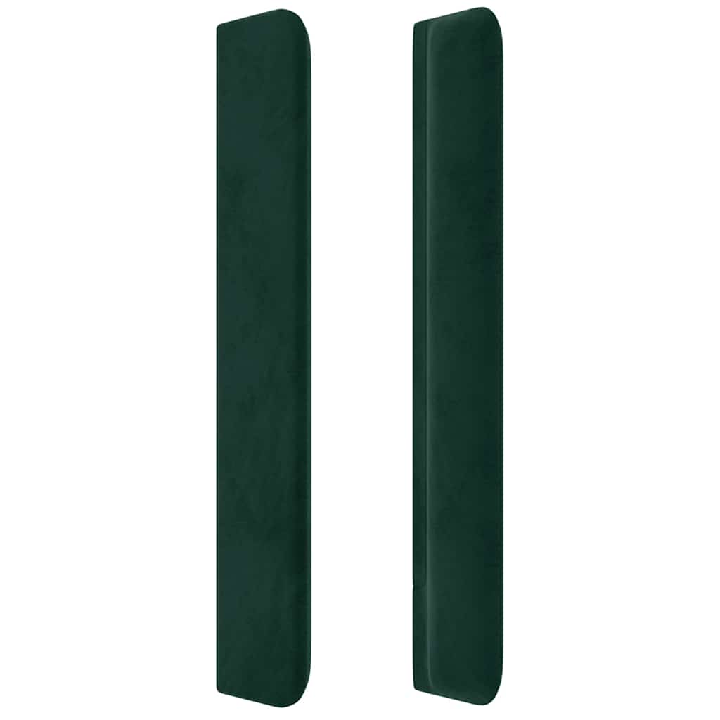 sengegavl med LED-lys 103x16x118/128 cm fløjl mørkegrøn
