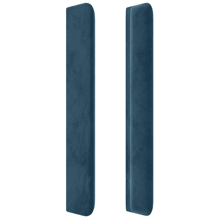 sengegavl med LED-lys 147x16x118/128 cm fløjl mørkeblå