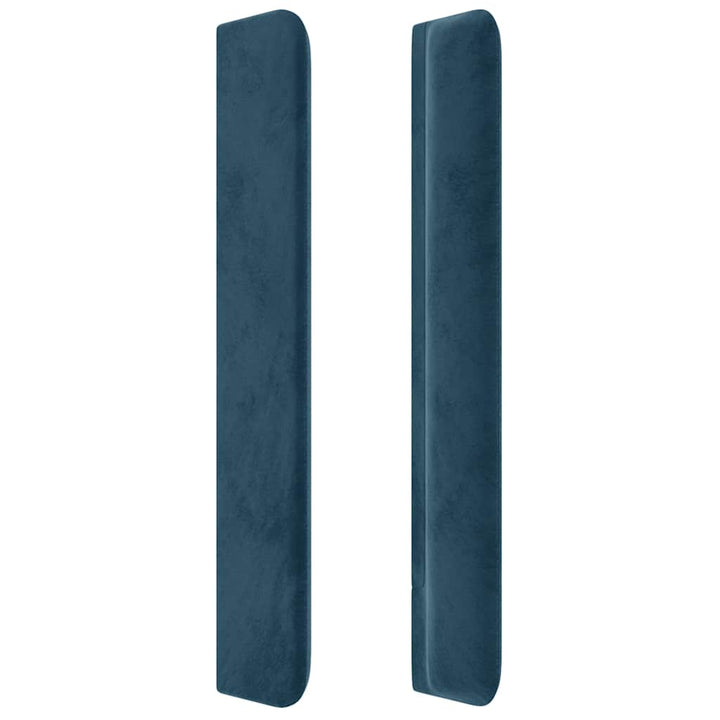 sengegavl med LED-lys 183x16x118/128 cm fløjl mørkeblå