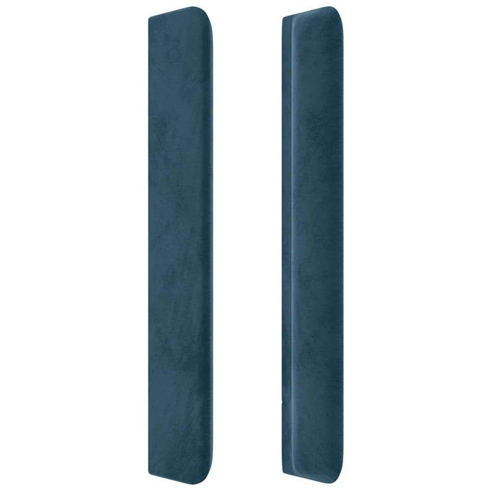 sengegavl med LED-lys 203x16x118/128 cm fløjl mørkeblå