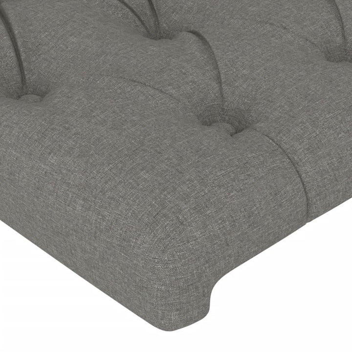 sengegavl med LED-lys 83x16x118/128 cm stof mørkegrå