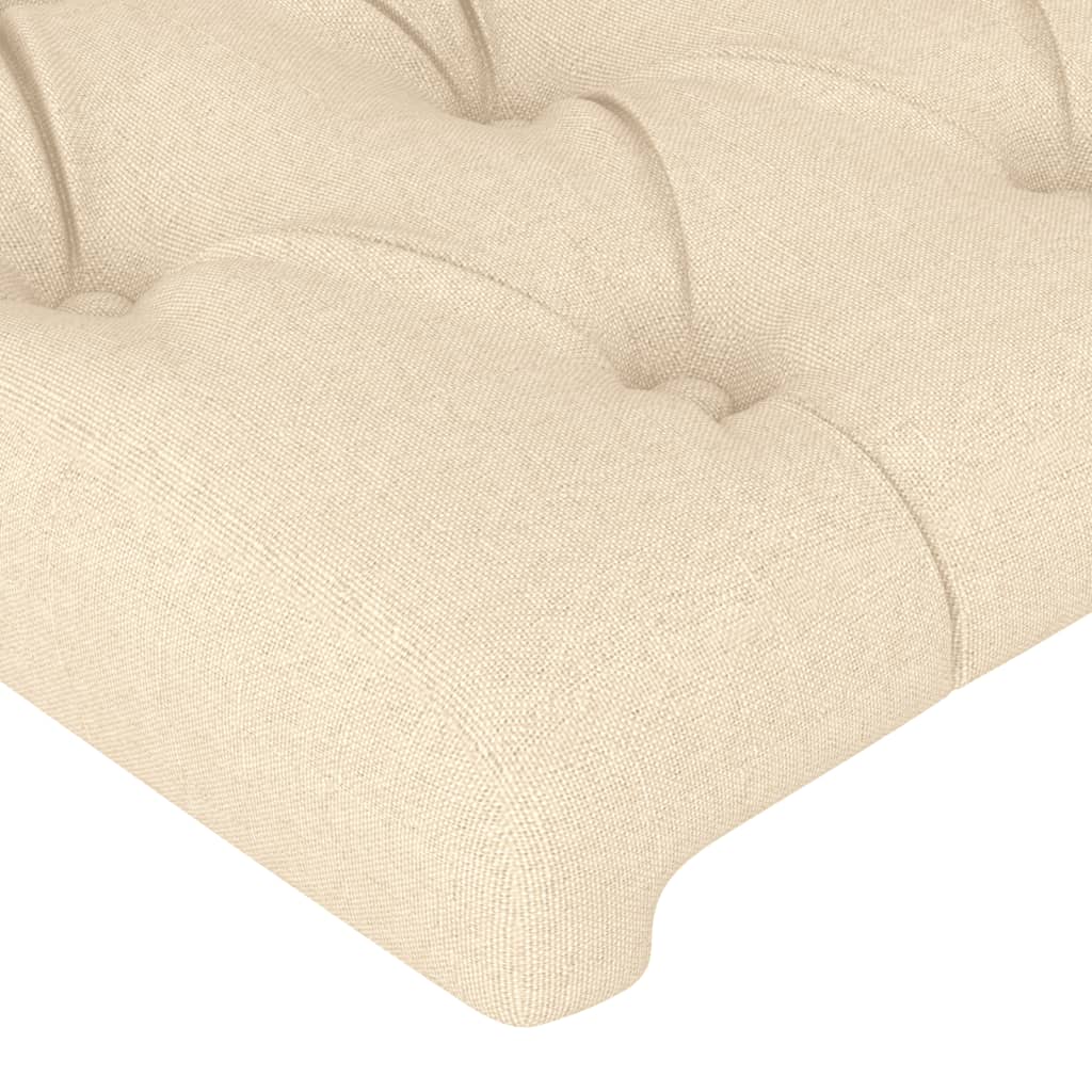 sengegavl med LED-lys 93x16x118/128 cm stof cremefarvet