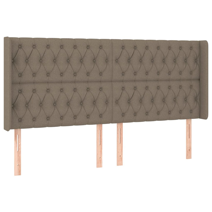 sengegavl med LED-lys 183x16x118/128 cm stof gråbrun
