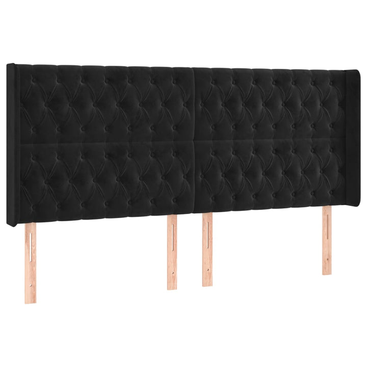 sengegavl med LED-lys 183x16x118/128 cm fløjl sort