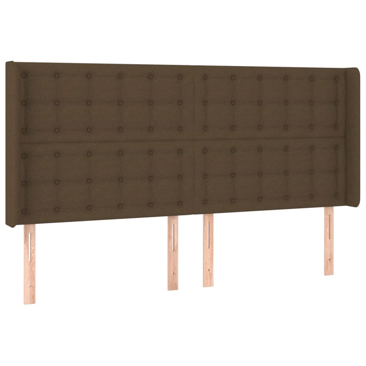 sengegavl med LED-lys 203x16x118/128 cm stof mørkebrun