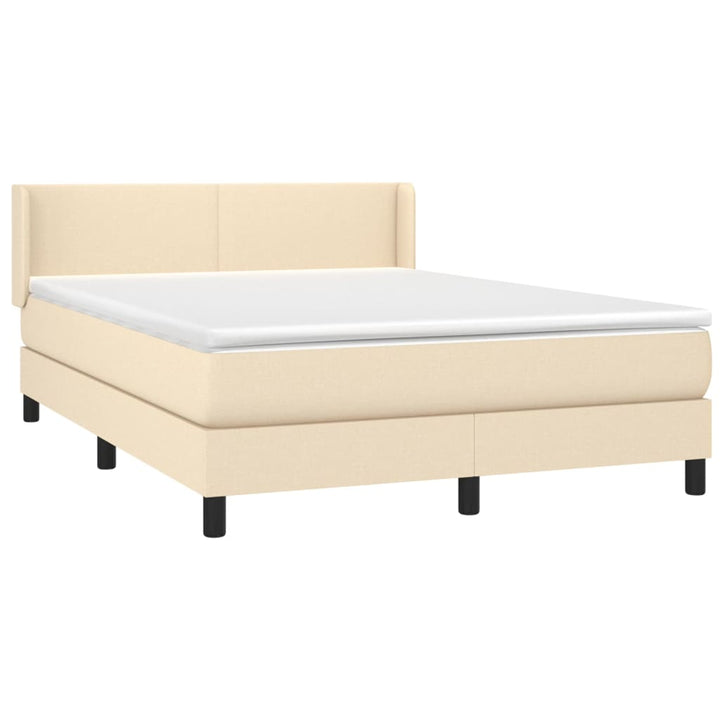 kontinentalseng med madras 140x190 cm stof cremefarvet
