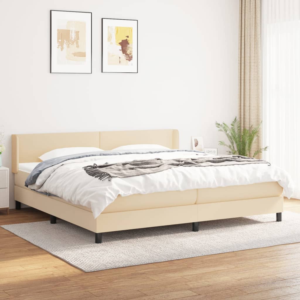 kontinentalseng med madras 200x200 cm stof cremefarvet