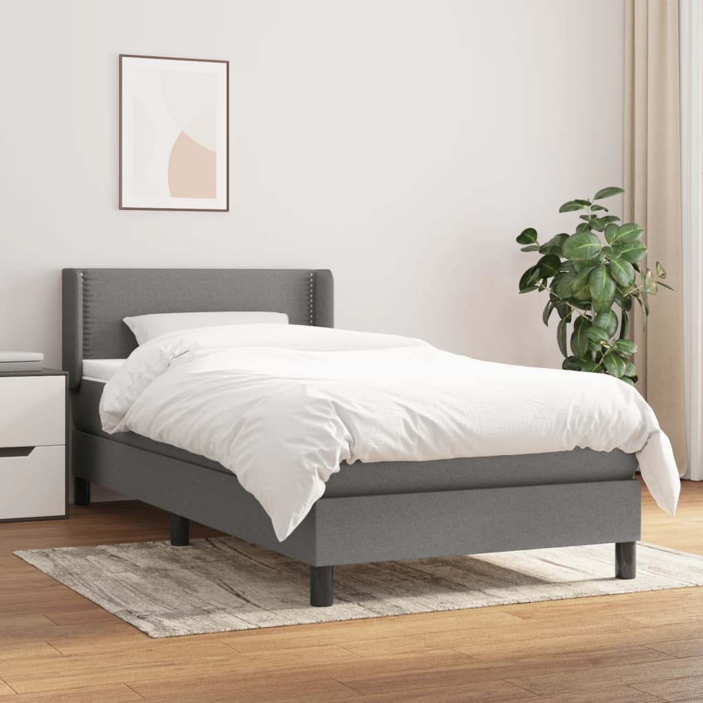 kontinentalseng med madras 90x190 cm stof mørkegrå