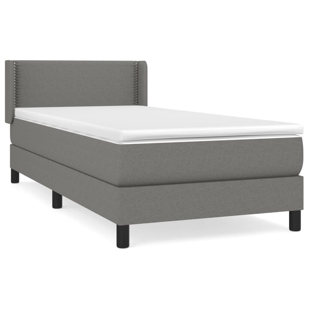 kontinentalseng med madras 100x200 cm stof mørkegrå