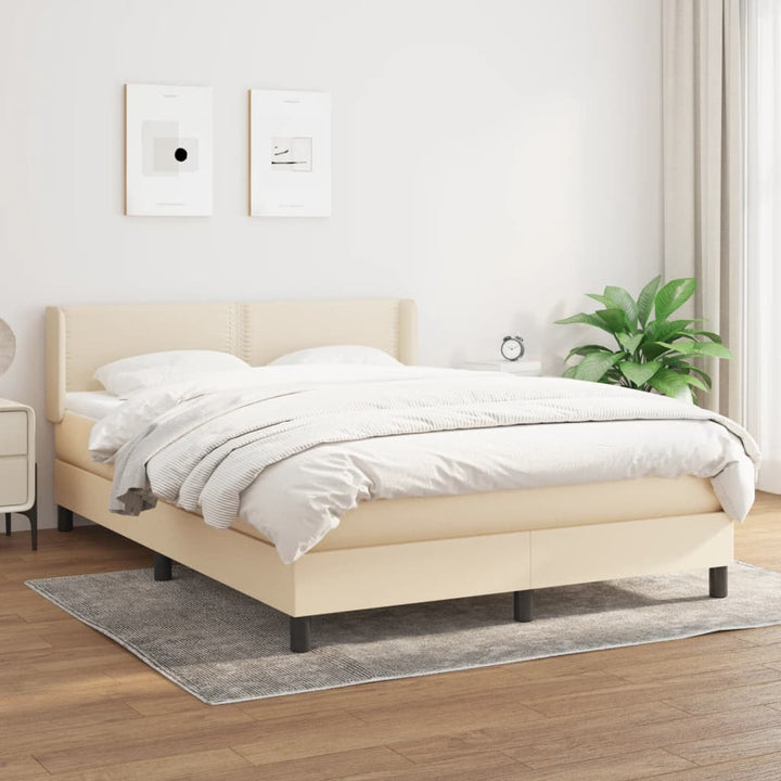 kontinentalseng med madras 140x200 cm stof cremefarvet