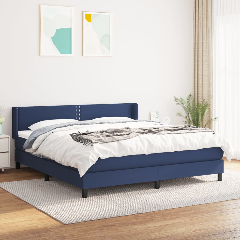 kontinentalseng med madras 180x200 cm stof blå