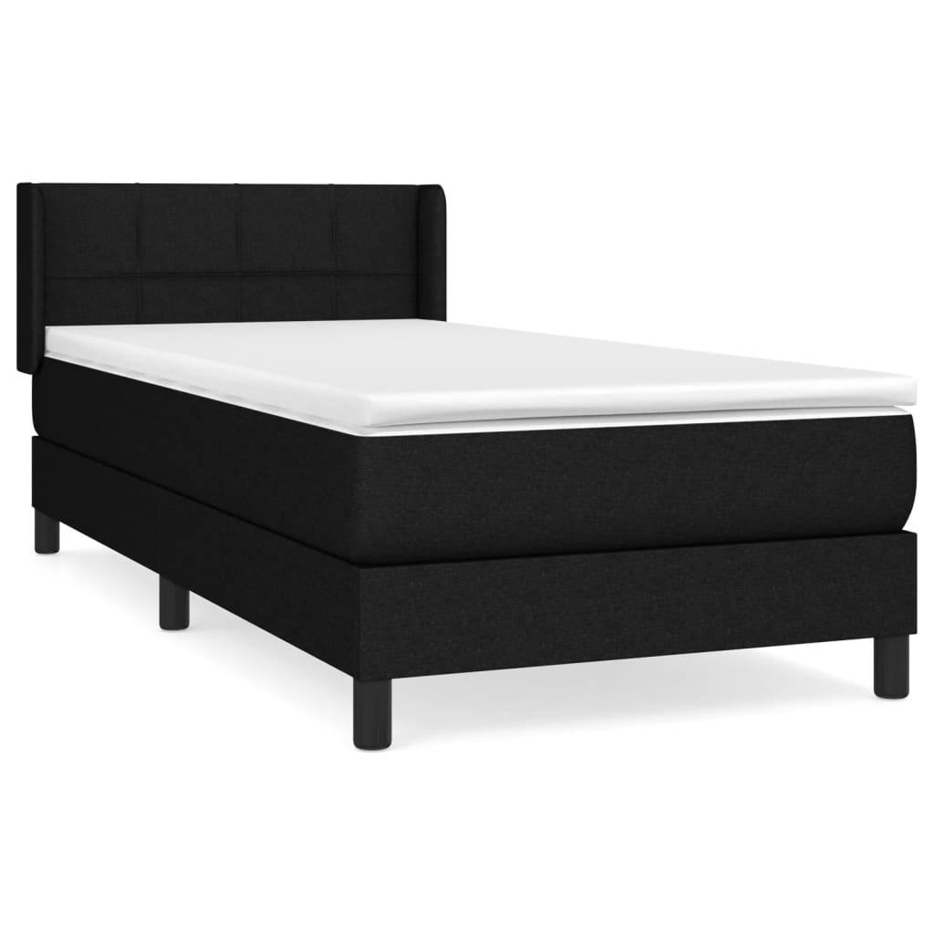 kontinentalseng med madras 90x190 cm stof sort