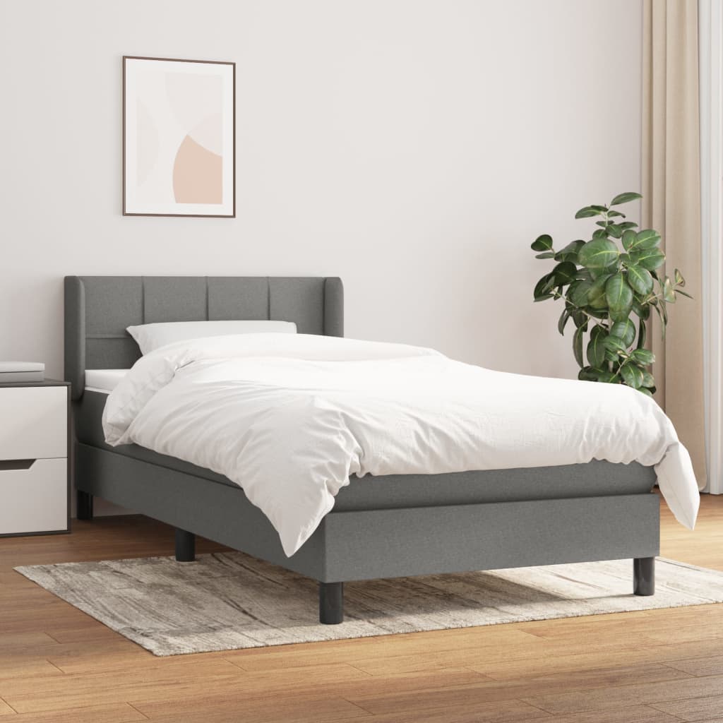 kontinentalseng med madras 100x200 cm stof mørkegrå