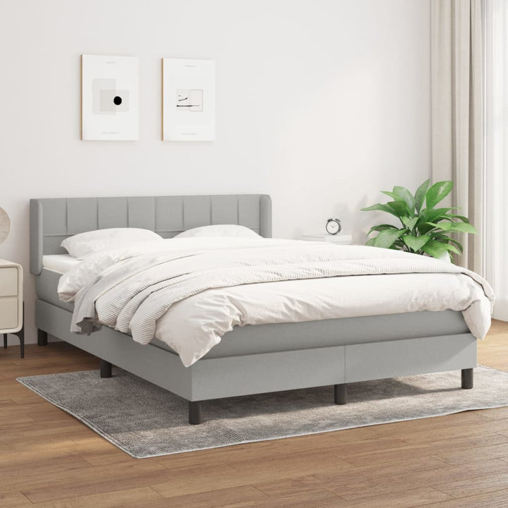 kontinentalseng med madras 140x190 cm stof lysegrå