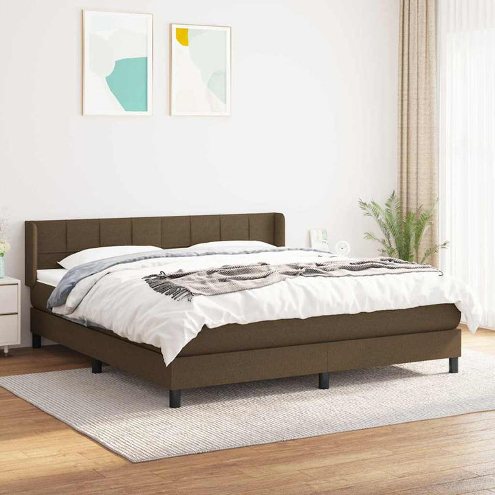kontinentalseng med madras 160x200 cm stof mørkebrun