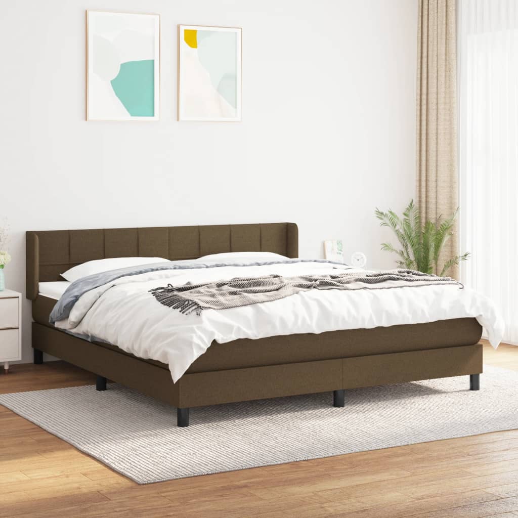 kontinentalseng med madras 180x200 cm stof mørkebrun