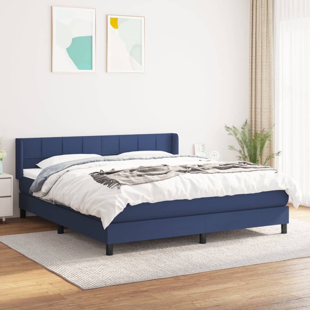 kontinentalseng med madras 180x200 cm stof blå