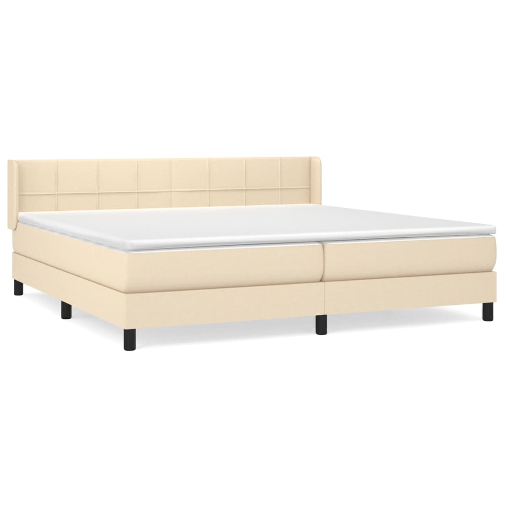 kontinentalseng med madras 200x200 cm stof cremefarvet