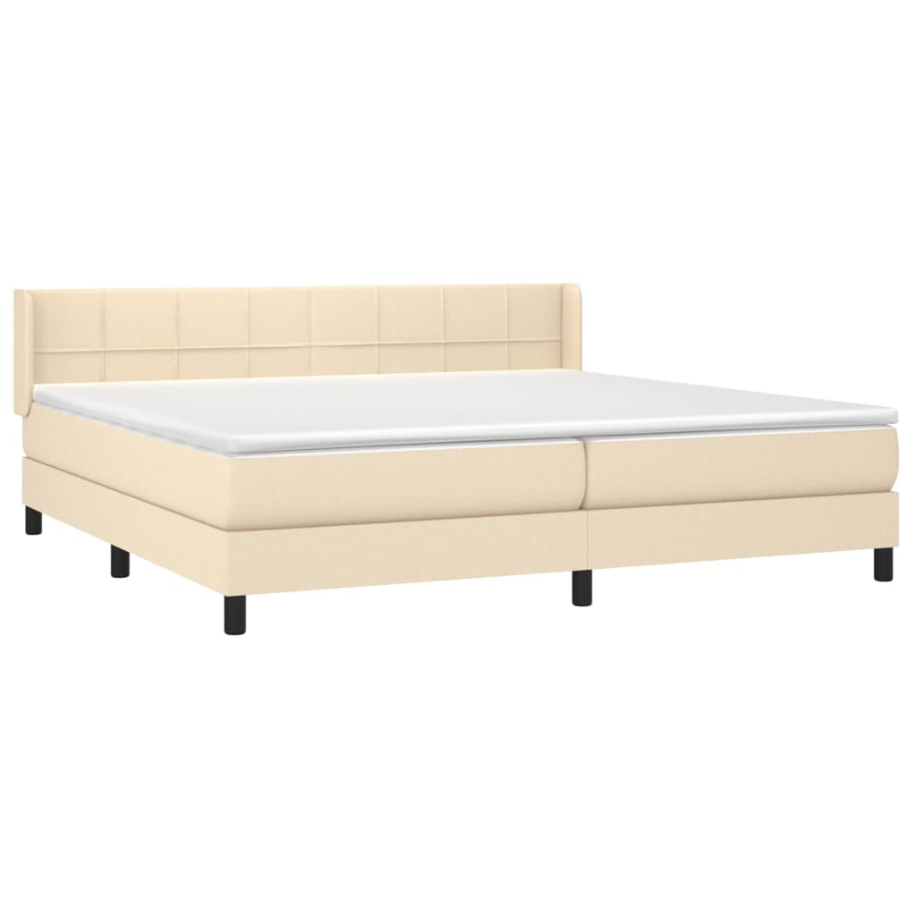 kontinentalseng med madras 200x200 cm stof cremefarvet