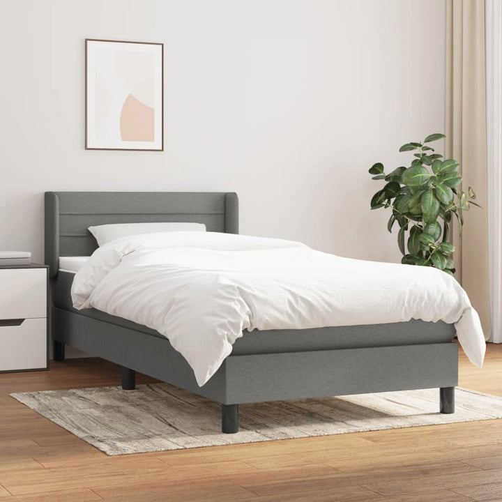 kontinentalseng med madras 90x190 cm stof mørkegrå