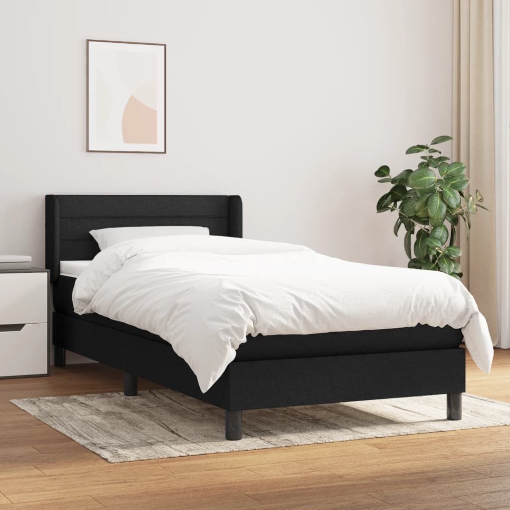 kontinentalseng med madras 90x200 cm stof sort
