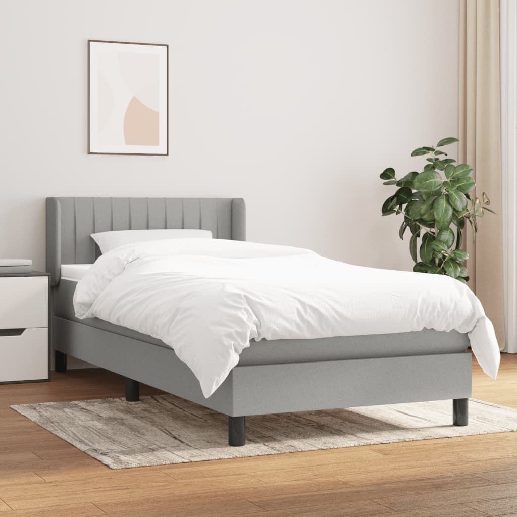 kontinentalseng med madras 90x190 cm stof lysegrå