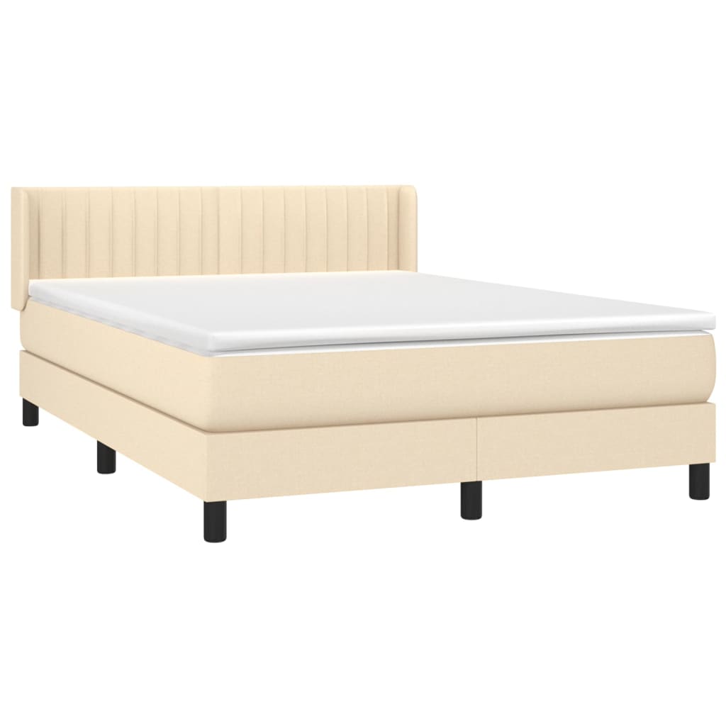 kontinentalseng med madras 140x190 cm stof cremefarvet