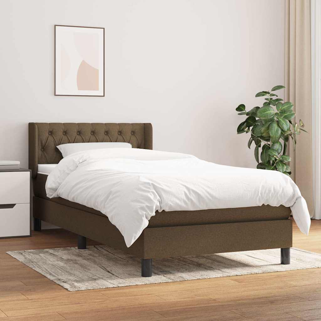 kontinentalseng med madras 90x190 cm stof mørkebrun