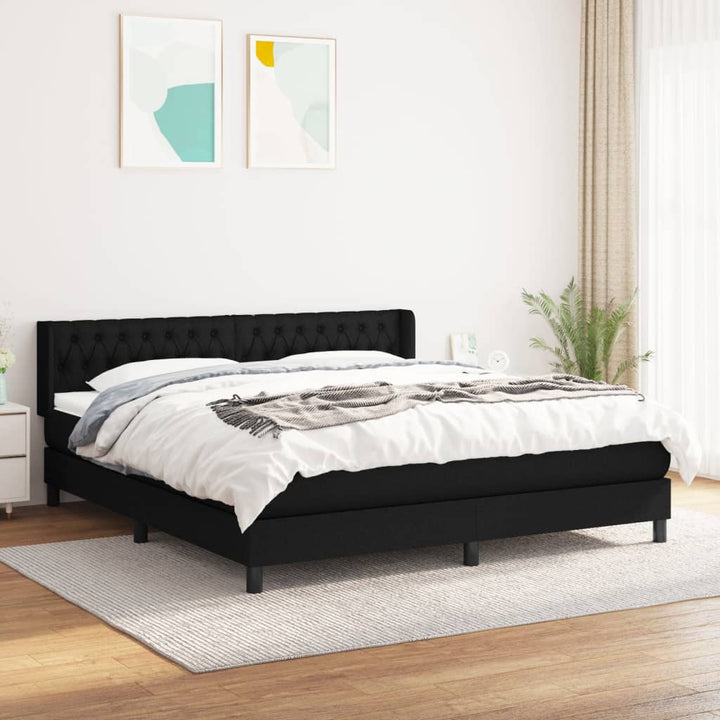 kontinentalseng med madras 180x200 cm stof sort