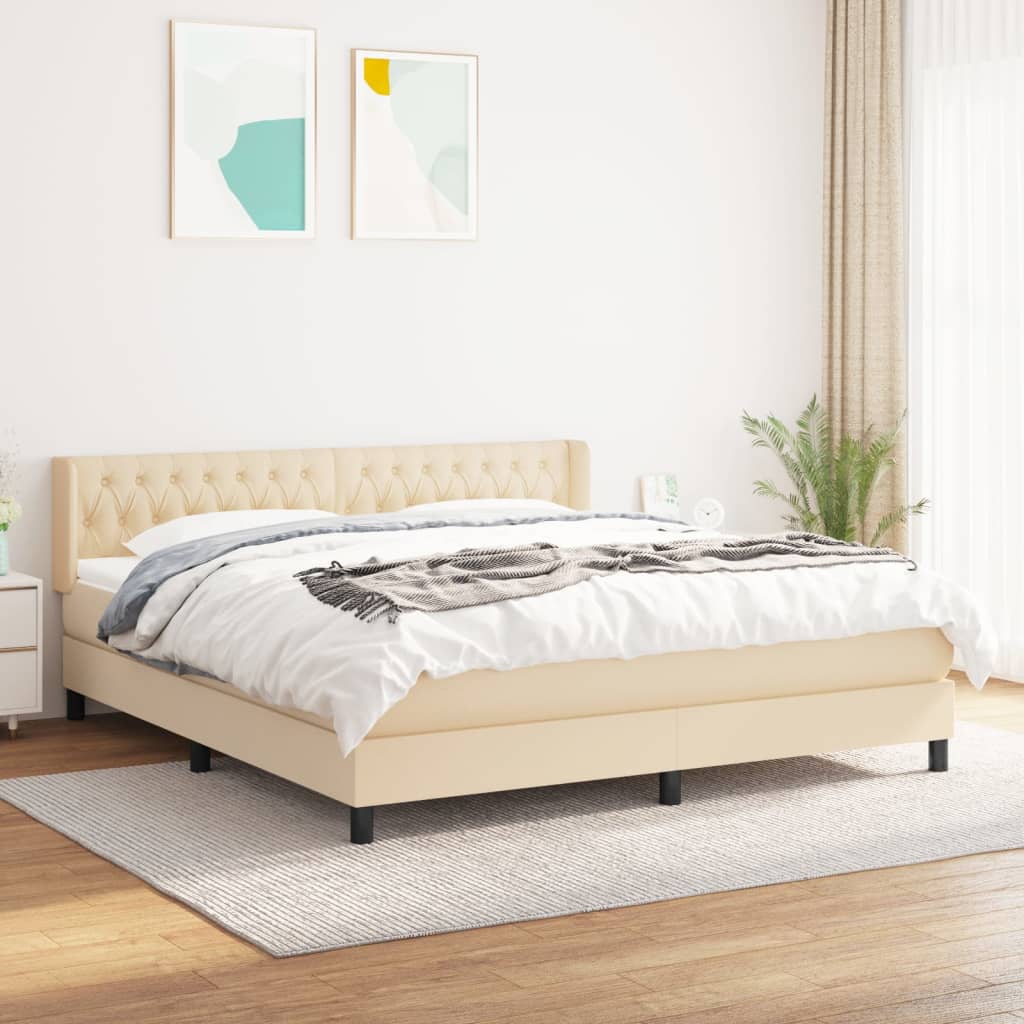 kontinentalseng med madras 180x200 cm stof cremefarvet