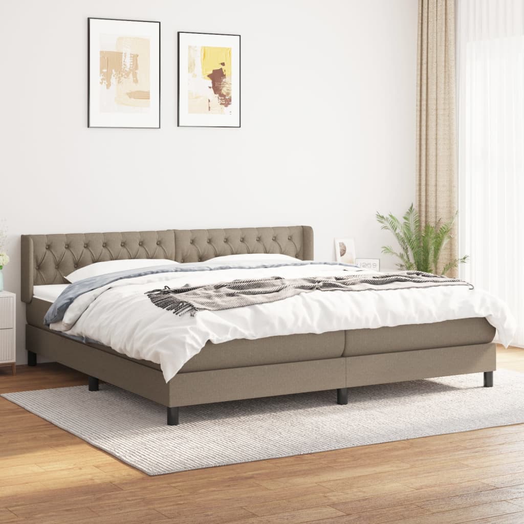 kontinentalseng med madras 200x200 cm stof gråbrun