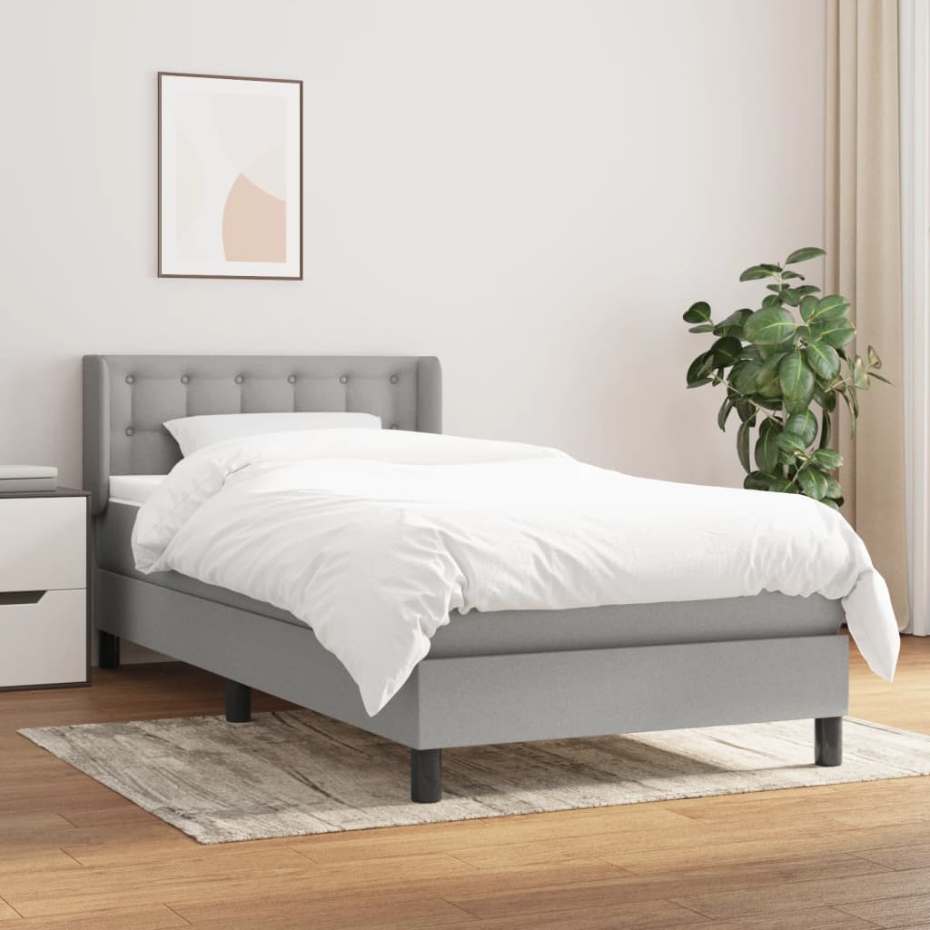 kontinentalseng med madras 90x190 cm stof lysegrå
