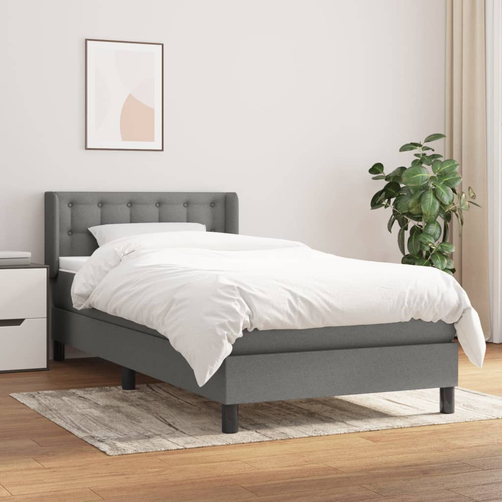 kontinentalseng med madras 90x190 cm stof mørkegrå